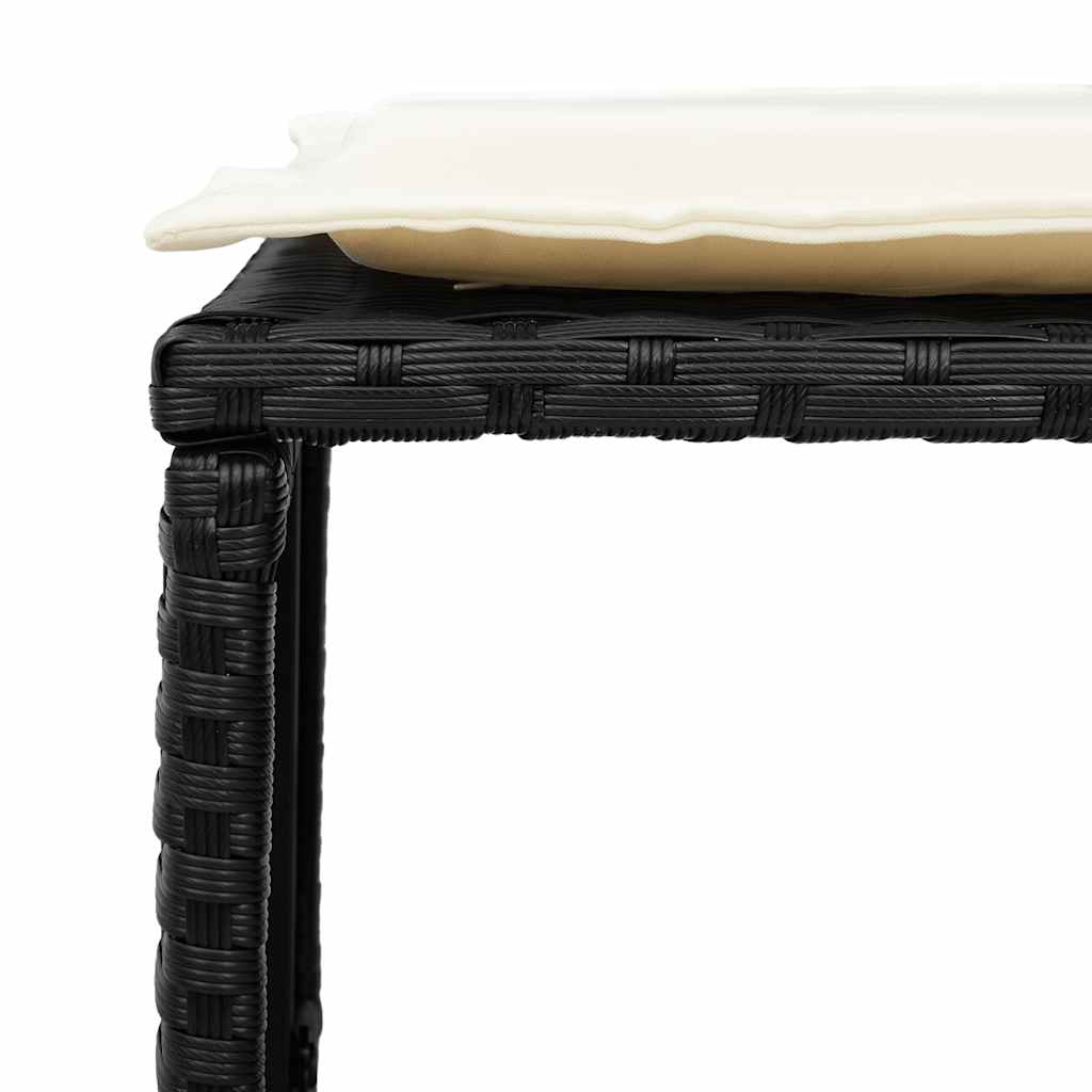 5 Piece Garden Sofa Set with Cushions Stackable Black Poly Rattan