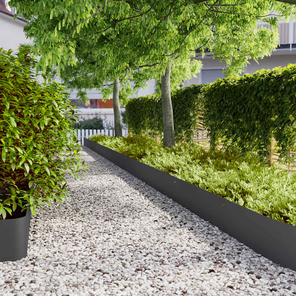 Lawn Edging 10 pcs 25 x 103 cm Cold-rolled steel Black