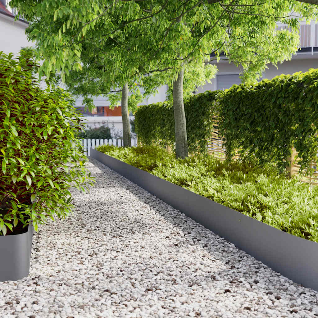 Lawn Edging 10 pcs 25 x 103 cm Cold-rolled steel Anthracite