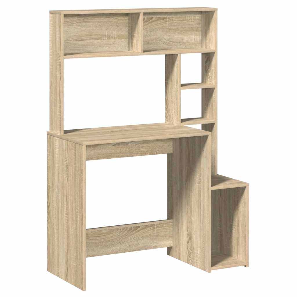 Desk with Shelves Sonoma Oak 100x45x140 cm Engineered Wood