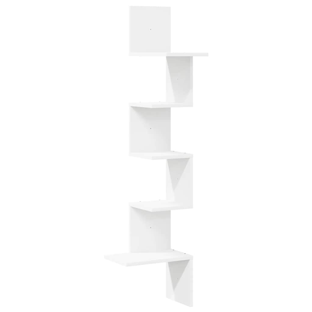 Wall Corner Shelf White 32x32x127.5 cm Engineered Wood