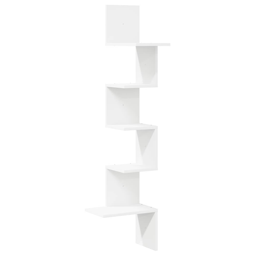Wall Corner Shelf White 32x32x127.5 cm Engineered Wood
