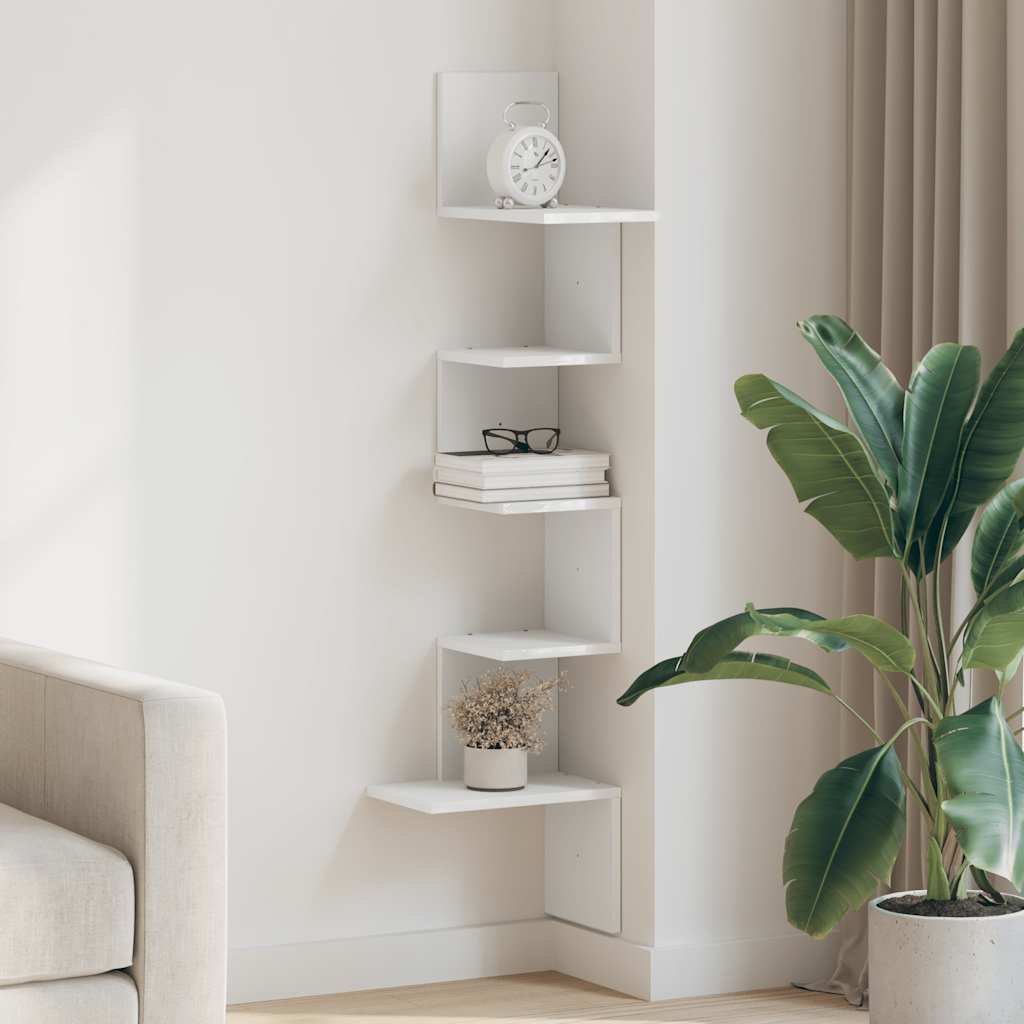 Wall Corner Shelf White 32x32x127.5 cm Engineered Wood
