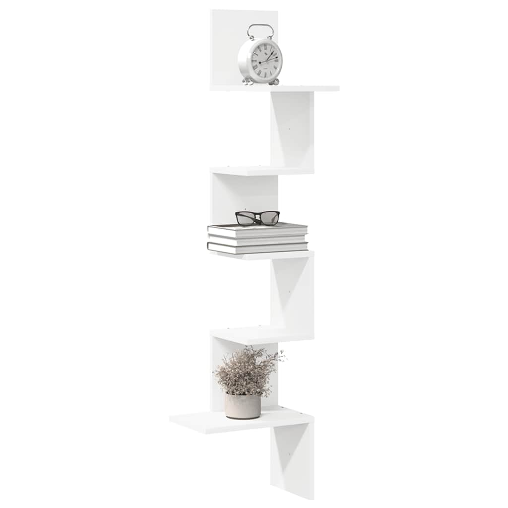 Wall Corner Shelf White 32x32x127.5 cm Engineered Wood