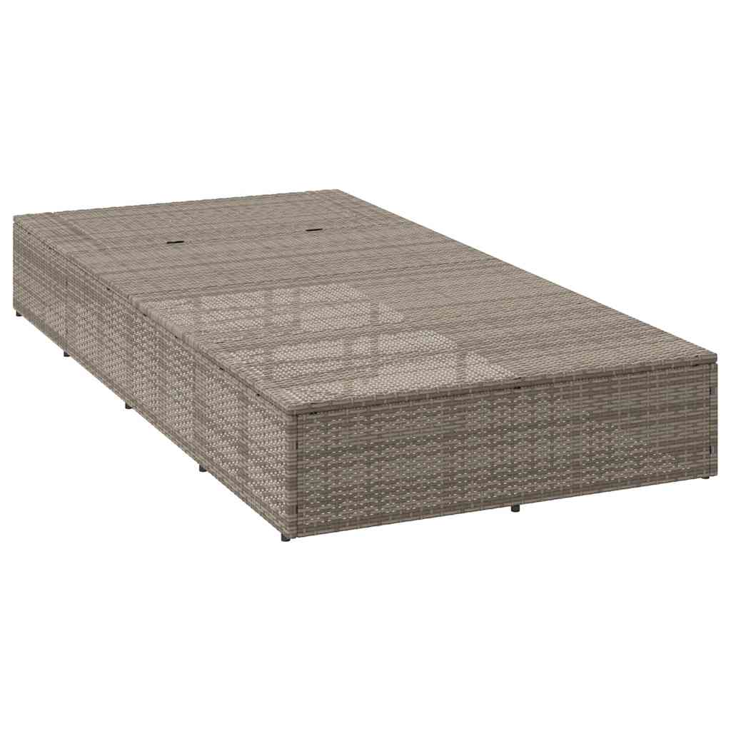 Sunbed with Floating Cushion Grey Poly Rattan