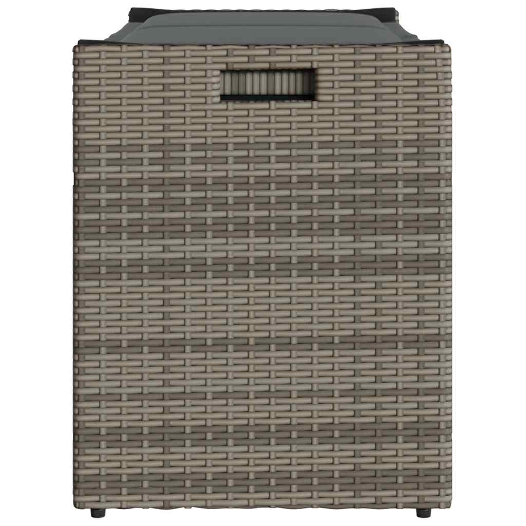 Outdoor Storage Bench with Cushion Grey 100 cm Poly Rattan