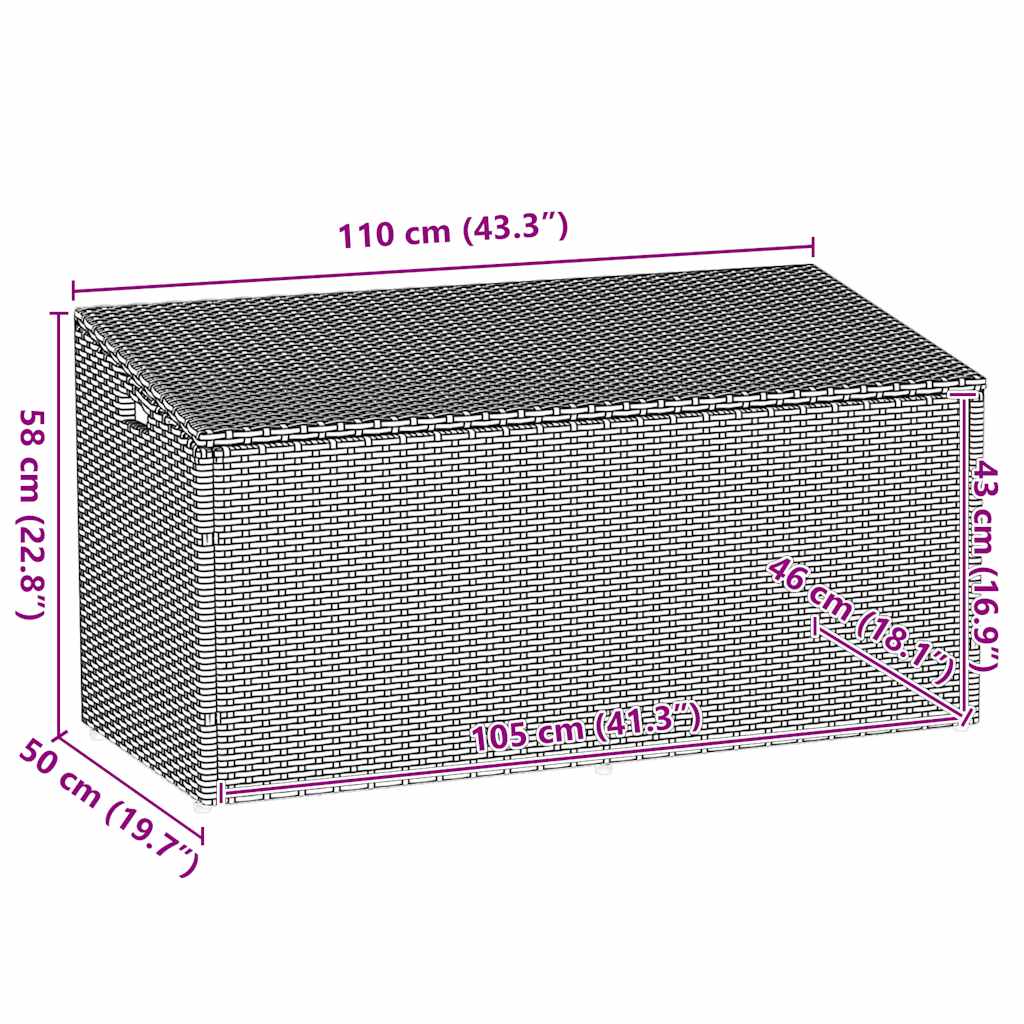 Garden Storage Box Beige 110x50x58 cm Poly Rattan