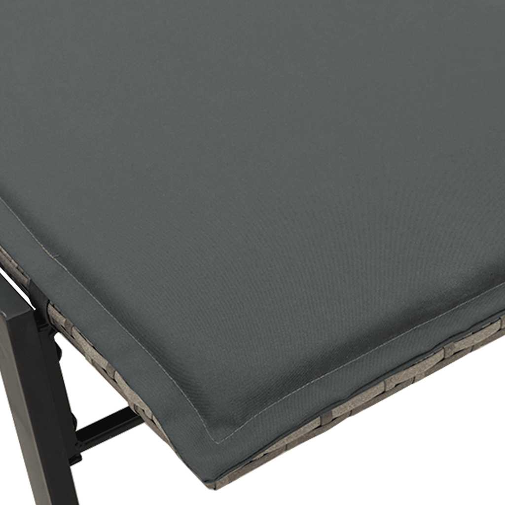 Sun Lounger with Cushion Grey Poly Rattan