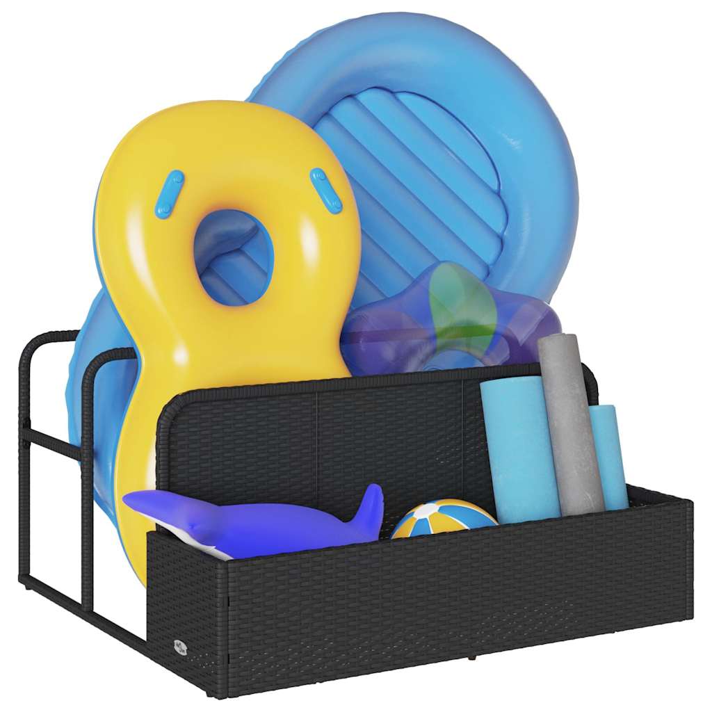 Poolside Float Storage Black 110x100x57 cm Poly Rattan
