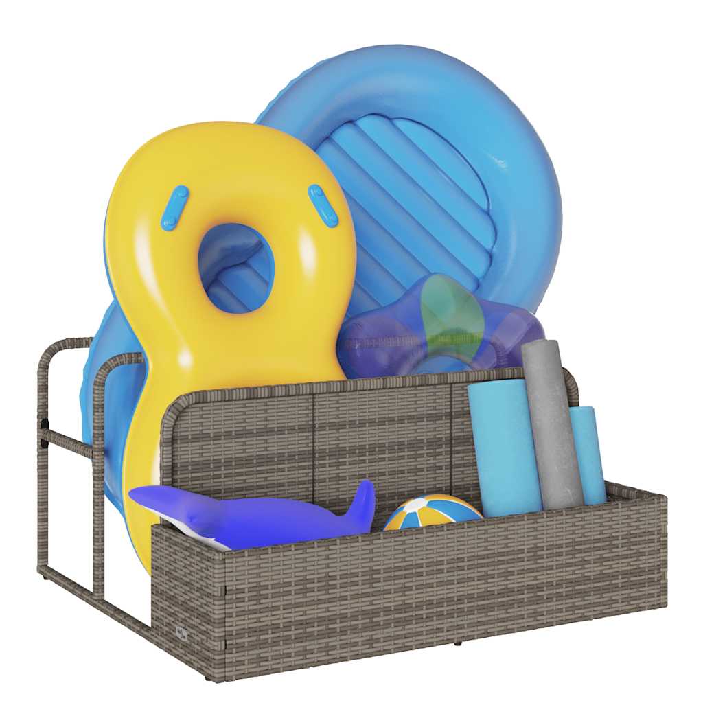 Poolside Float Storage Grey 110x100x57 cm Poly Rattan