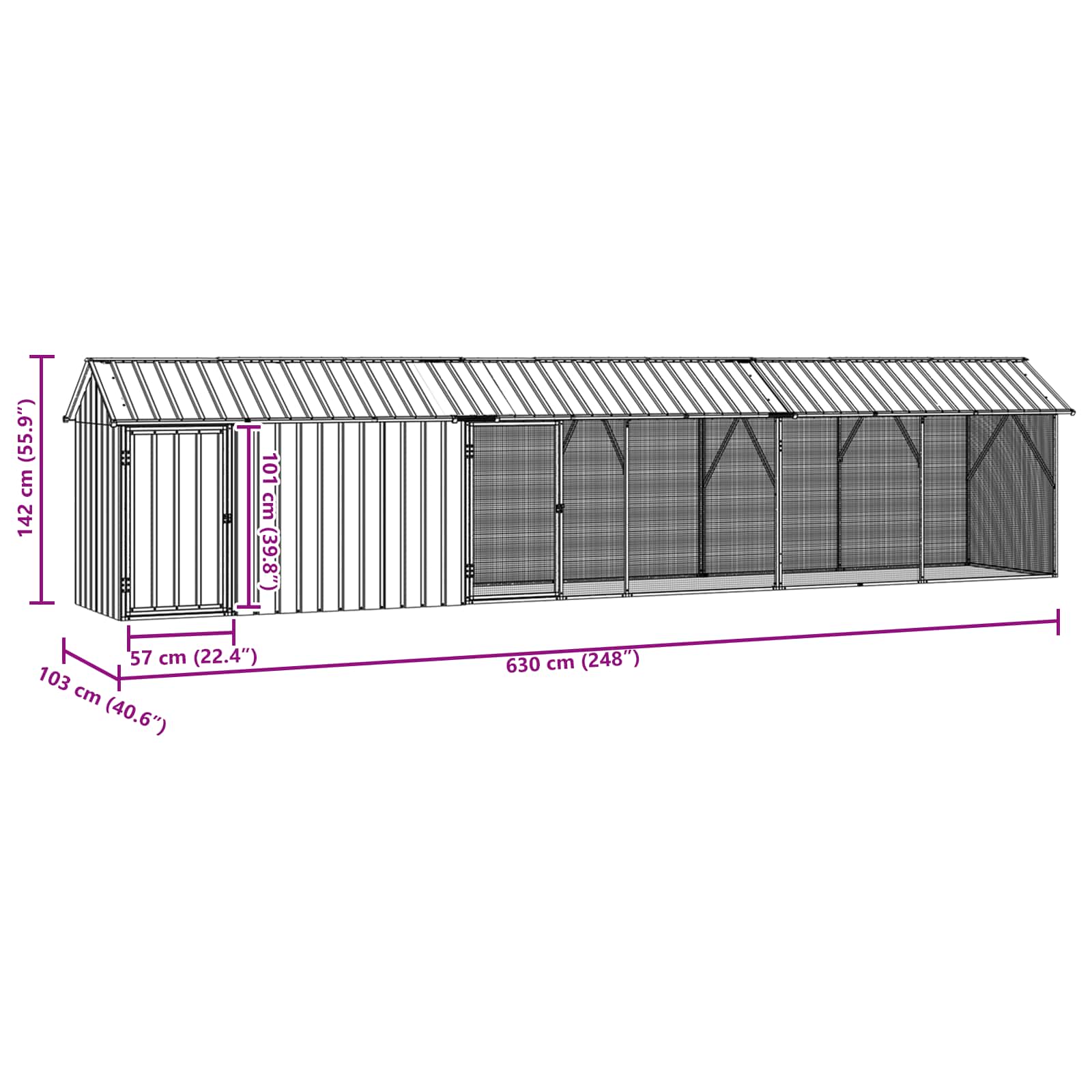 Bird Cage Anthracite 630 x 103 x 142 cm Galvanised Steel
