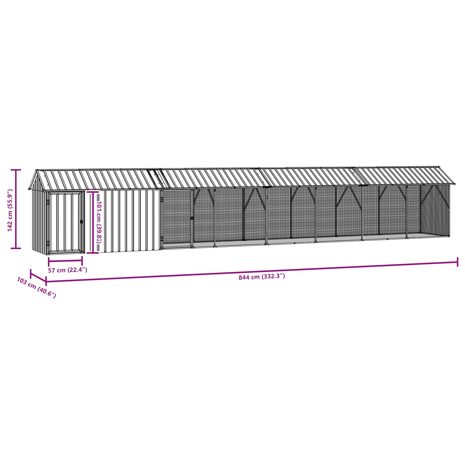 Bird Cage Anthracite 844 x 103 x 142 cm Galvanised Steel