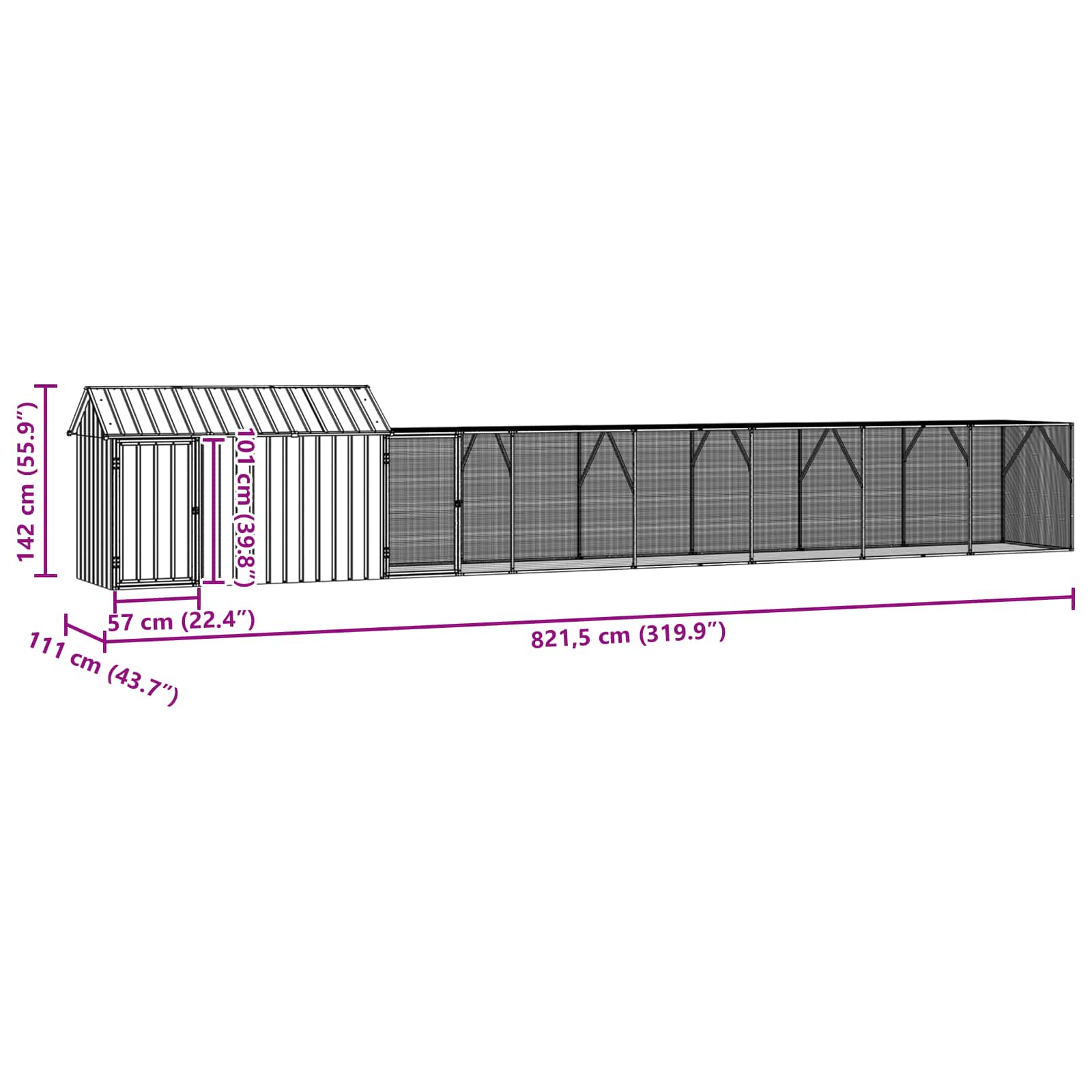 Bird Cage Anthracite 821,5 x 111 x 142 cm Galvanised Steel