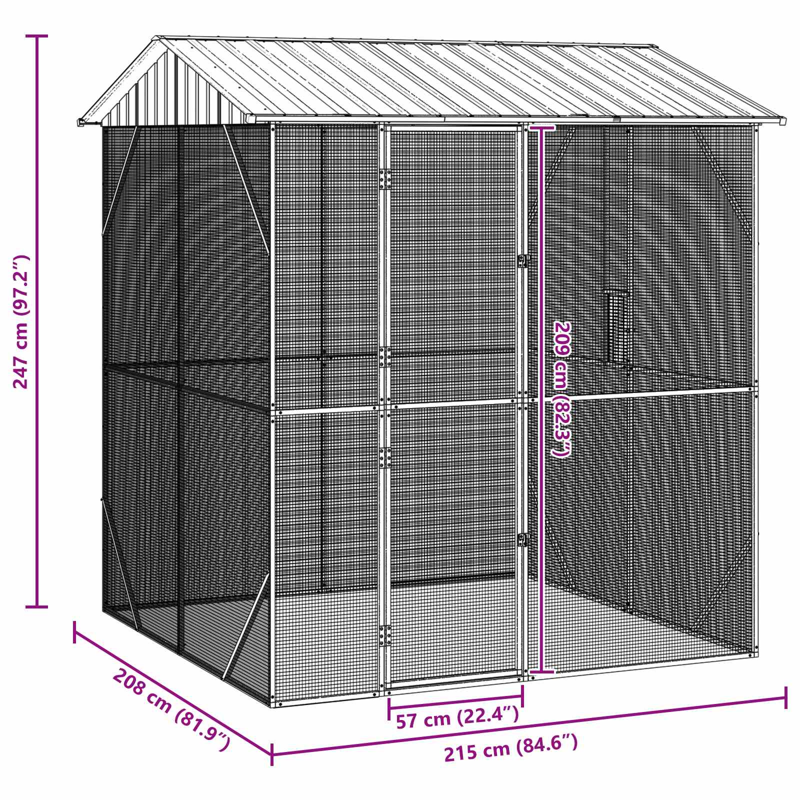 Bird Cage Anthracite 215 x 208 x 247 cm
