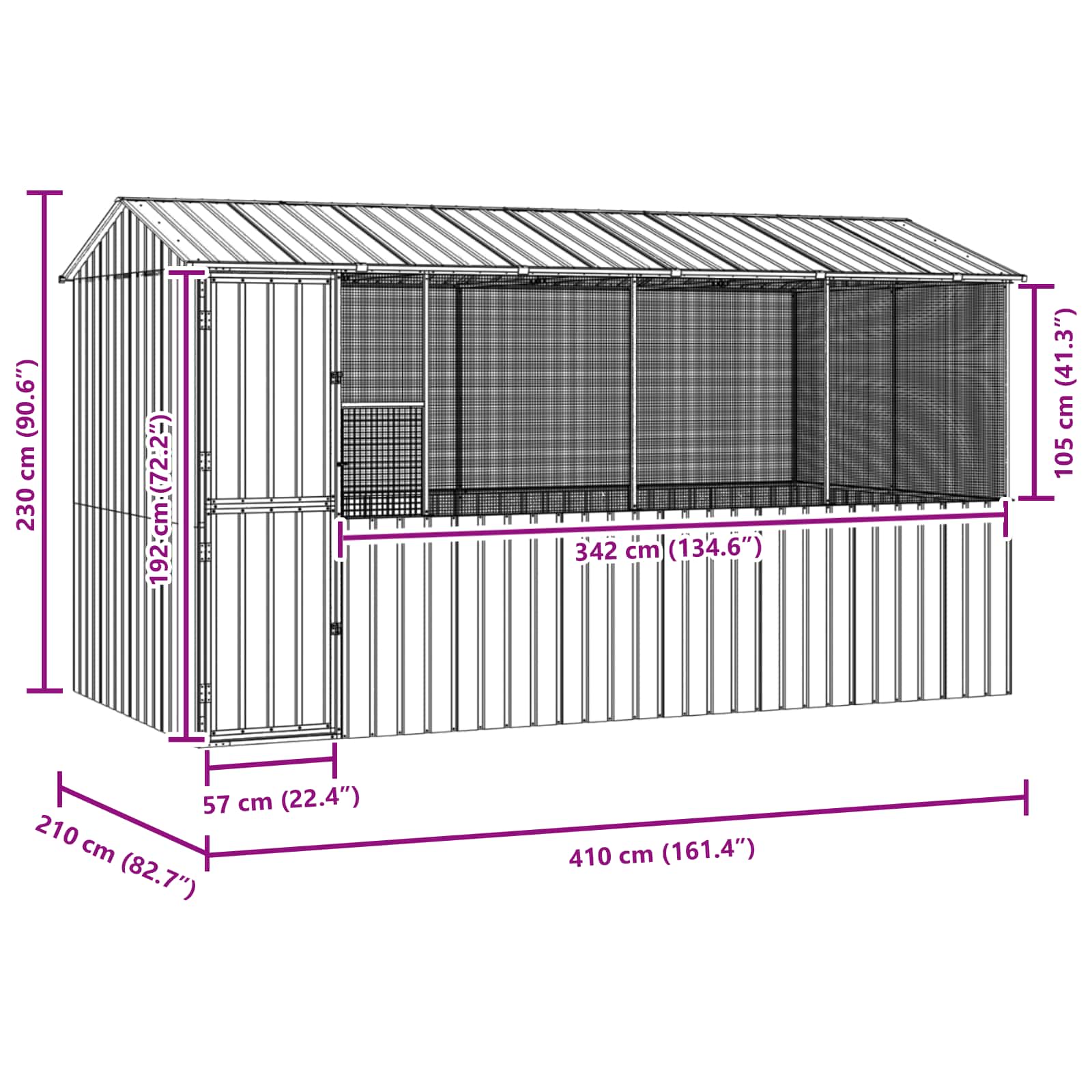 Bird Cage Anthracite 410 x 210 x 230 cm Galvanised Steel