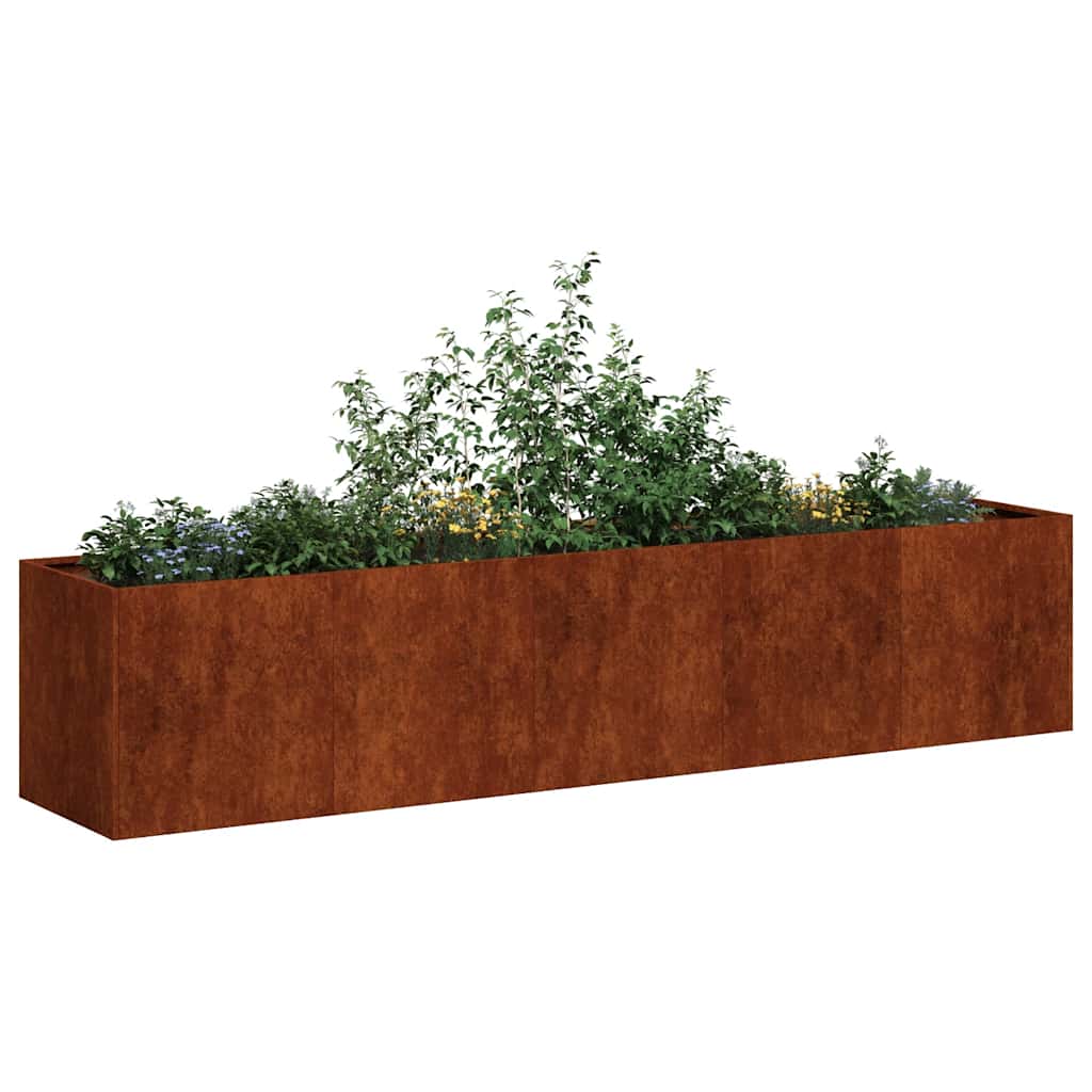 Planter Rusty 200x40x40 cm Weathering Steel