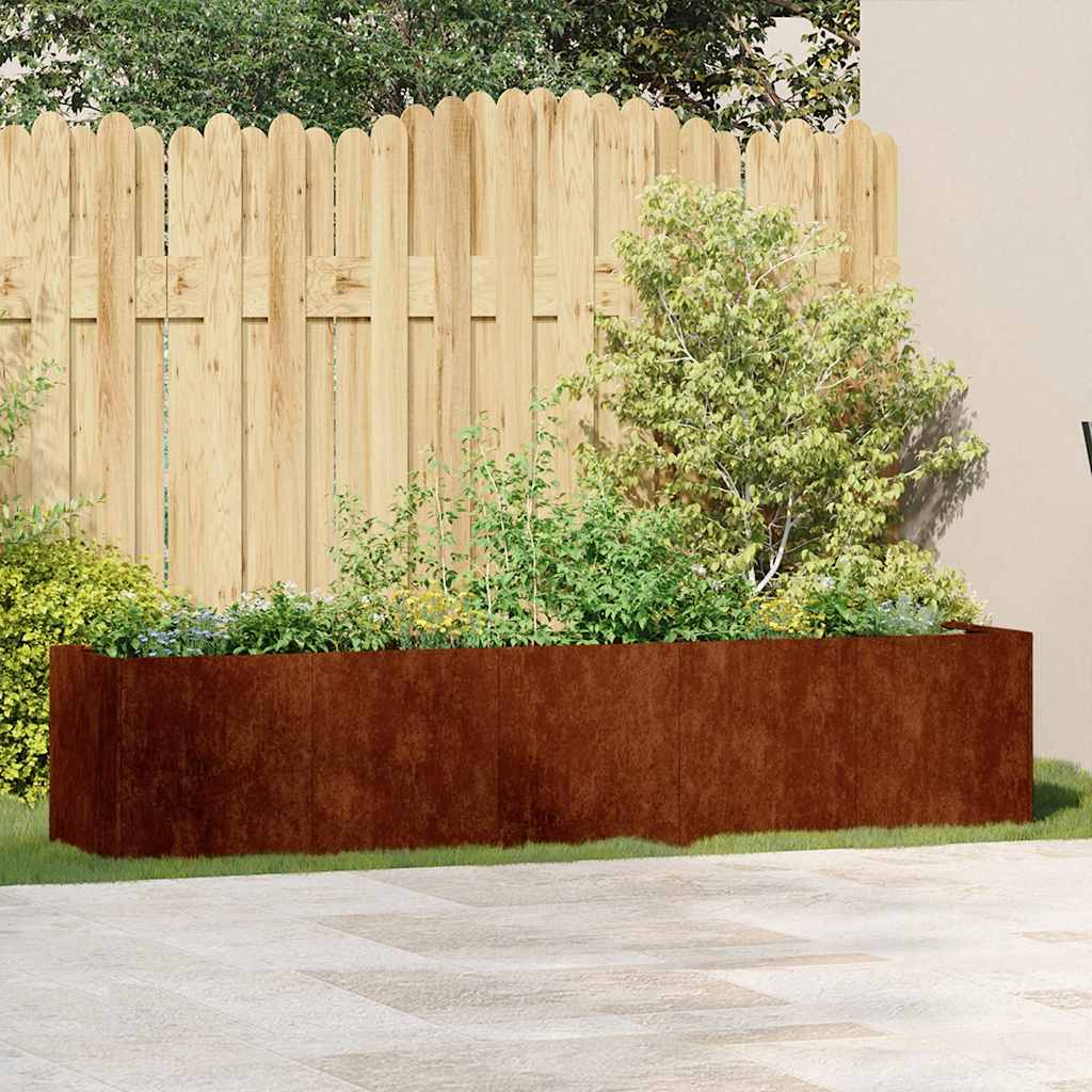 Planter Rusty 200x40x40 cm Weathering Steel