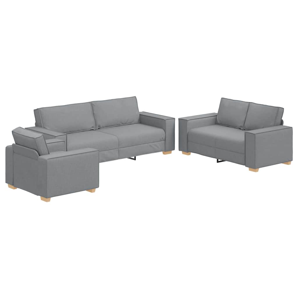 Sofa 3 pcs Light Grey 220 x 80 x 84 cm Linen-blend fabric