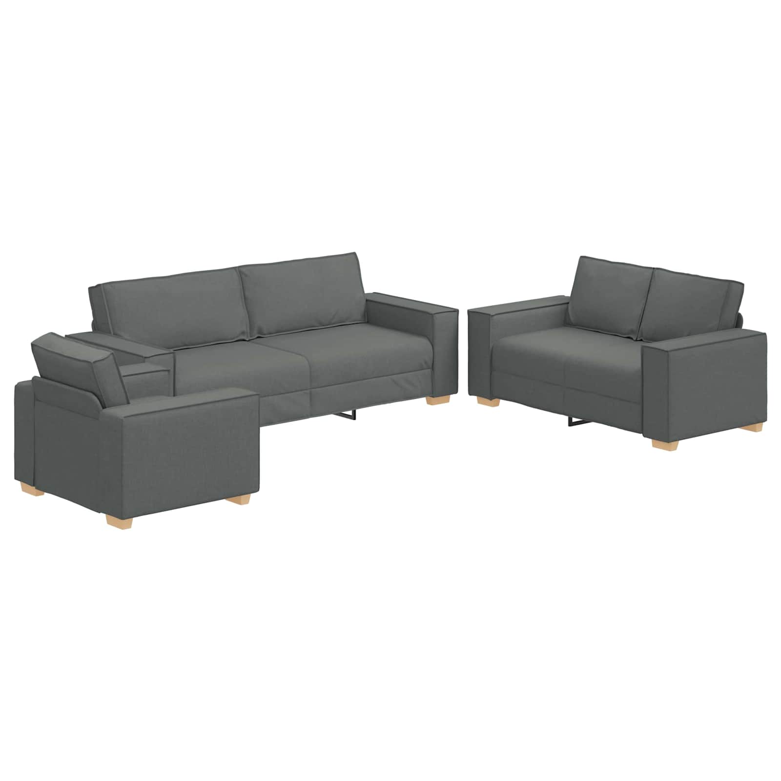 Sofa 3 pcs Dark Grey 220 x 80 x 84 cm Linen-blend fabric