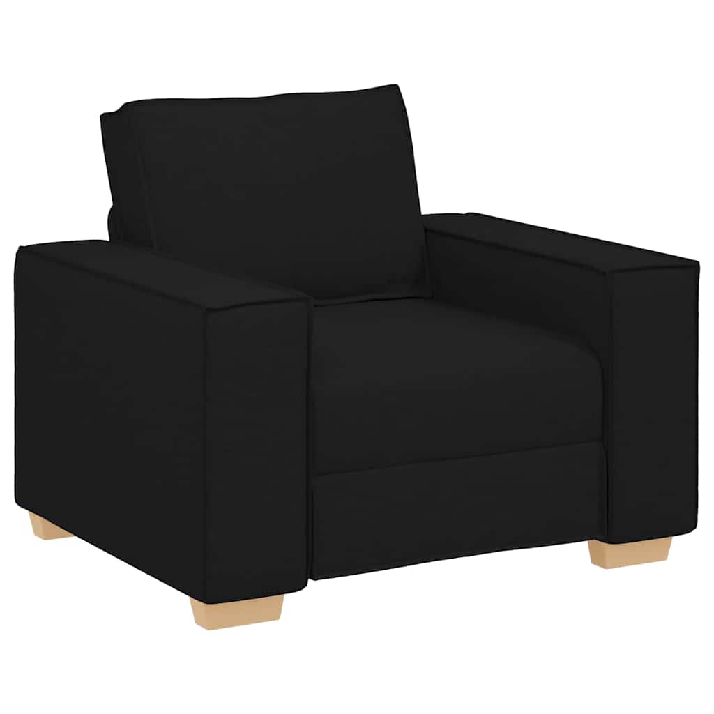 Sofa 3 pcs Black 220 x 80 x 84 cm Linen-blend fabric
