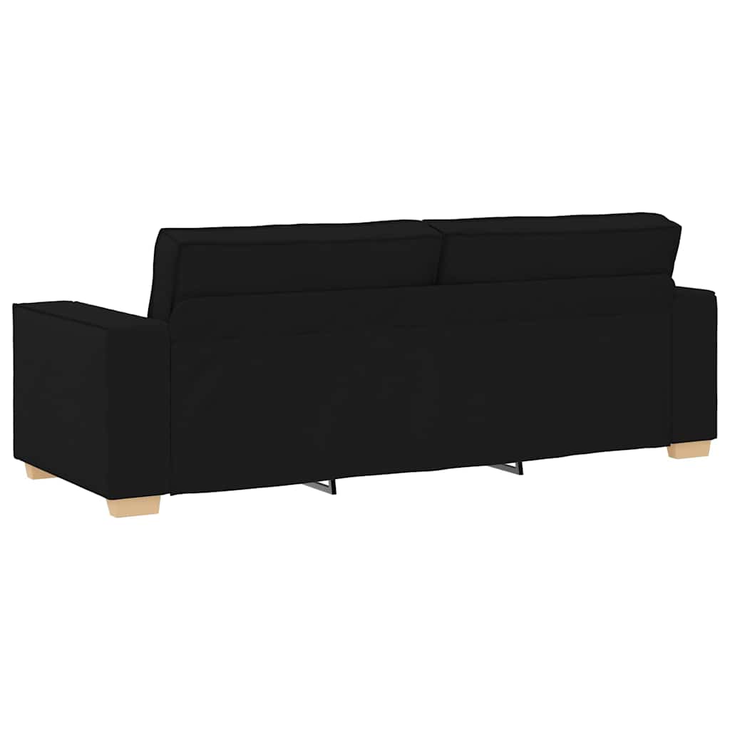 Sofa 3 pcs Black 220 x 80 x 84 cm Linen-blend fabric