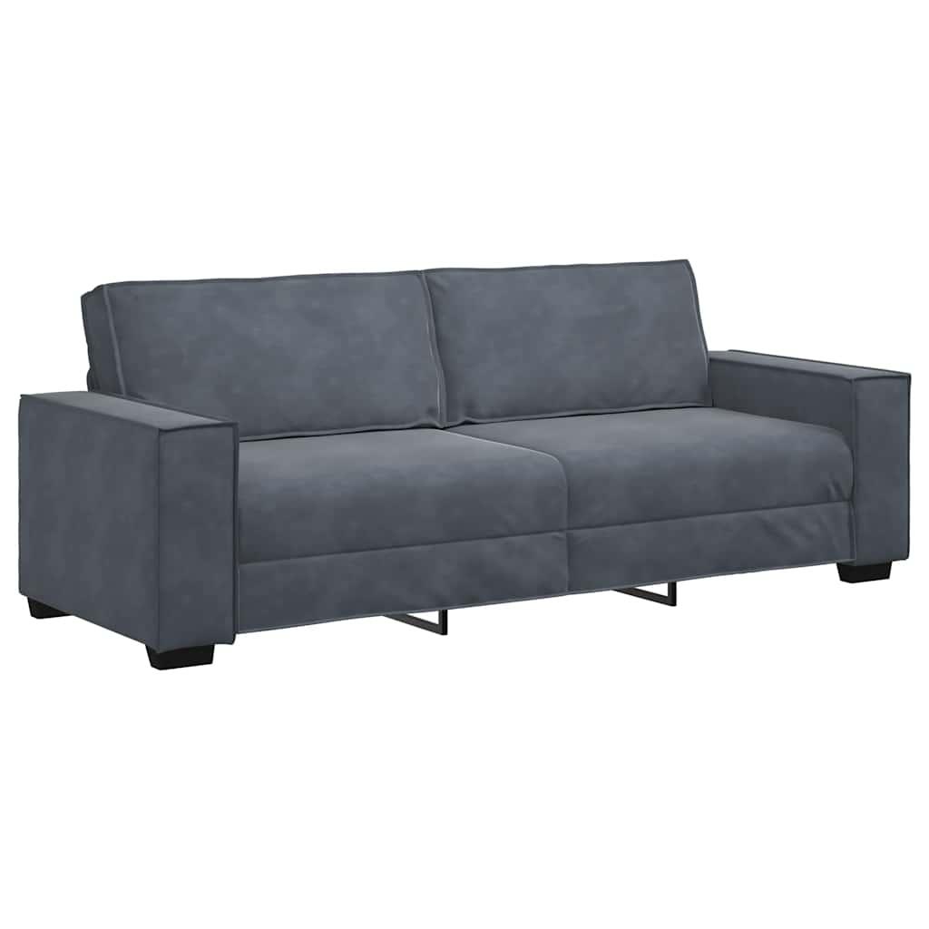 3 Piece Sofa Set with Cushions Dark Grey Velvet