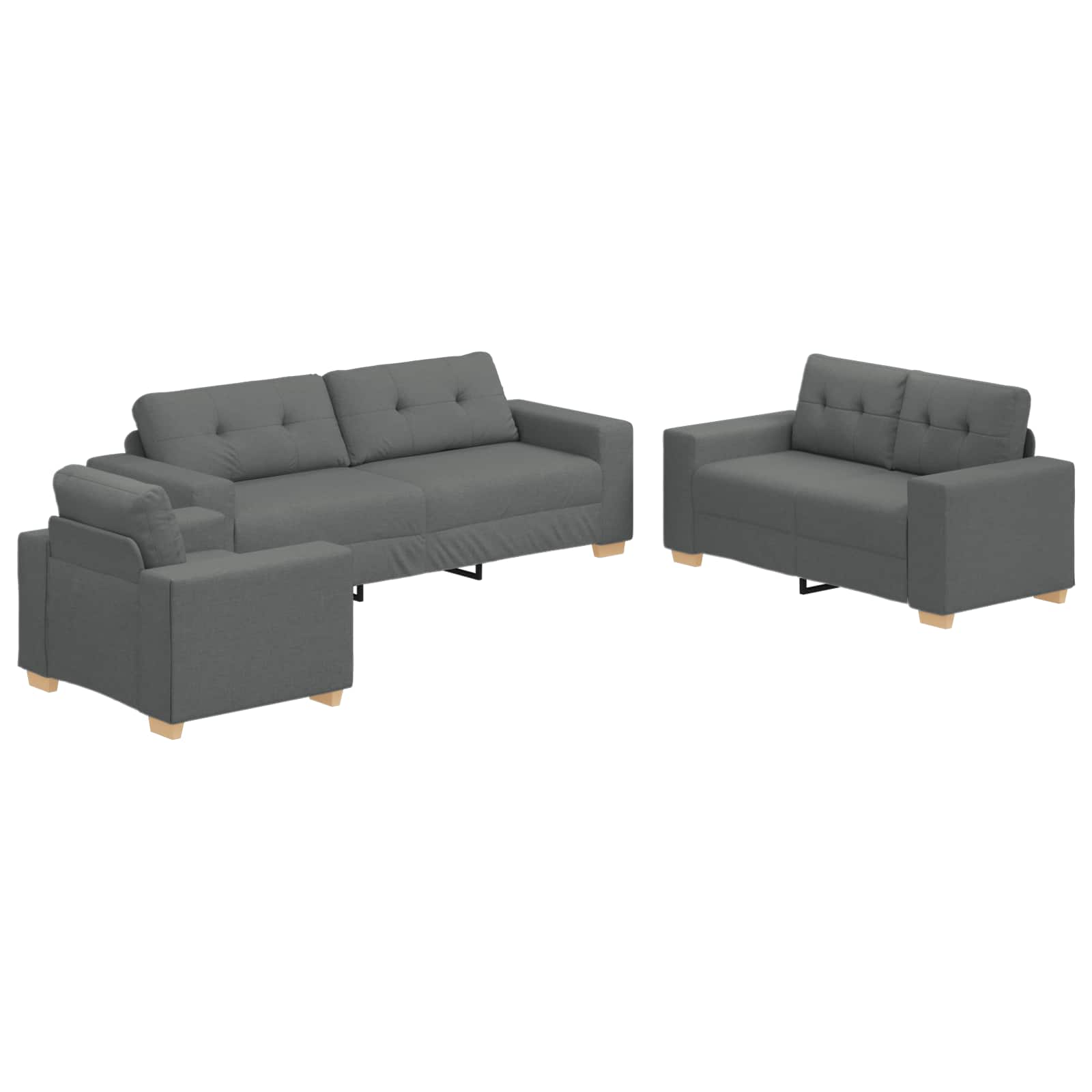 Sofa 3 pcs Dark Grey 221 x 80 x 80 cm Linen-blend fabric