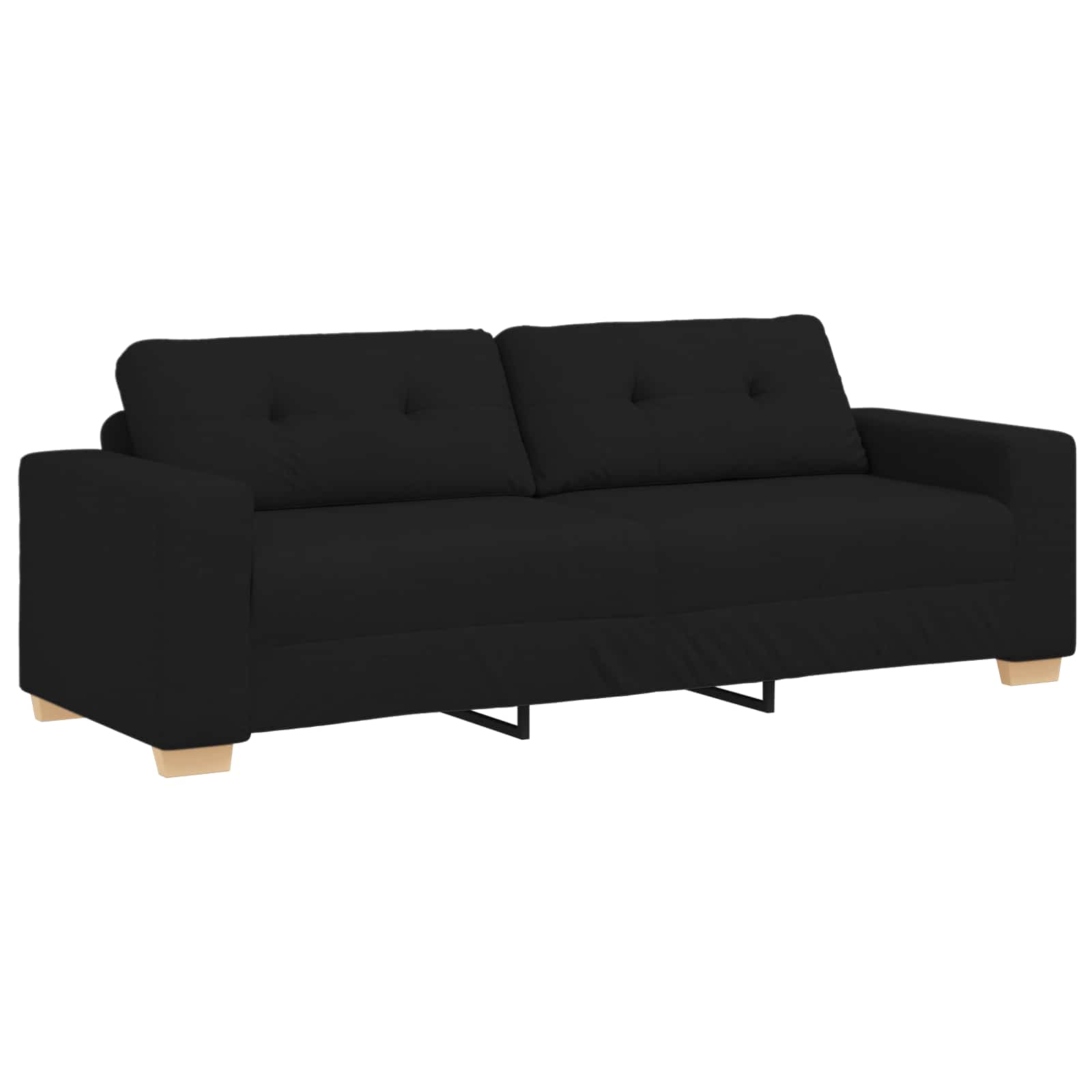 Sofa 3 pcs Black 221 x 80 x 80 cm Linen-blend fabric