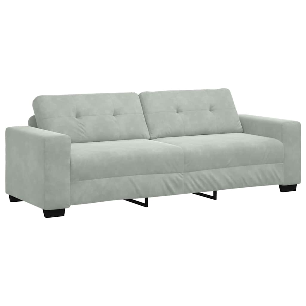 Sofa Set 3 pcs Light Grey 221 x 80 x 80 cm Velvet
