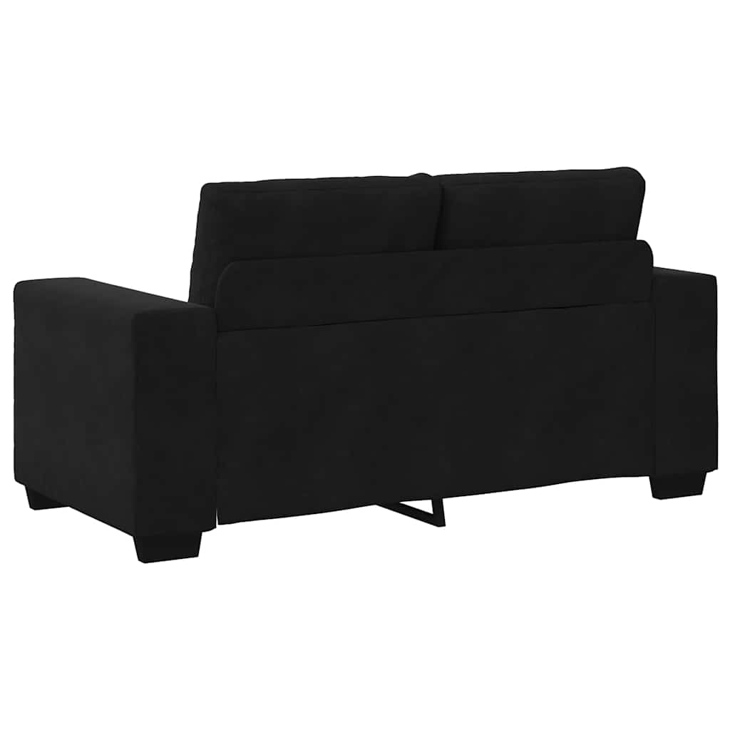 Sofa 3 pcs Black Linen-blend fabric