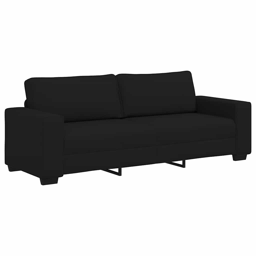 3 Piece Sofa Set with Cushions Black Fabric