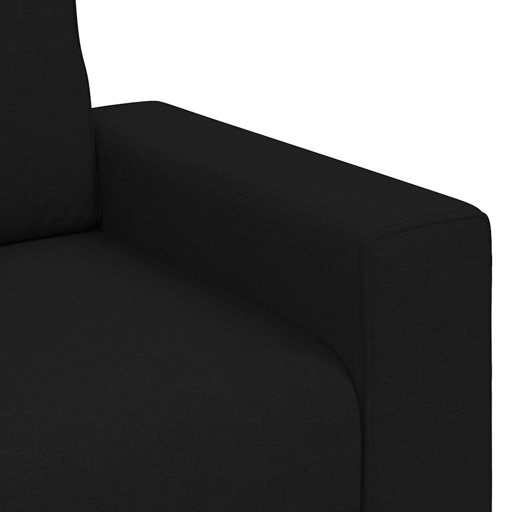 3 Piece Sofa Set with Cushions Black Fabric