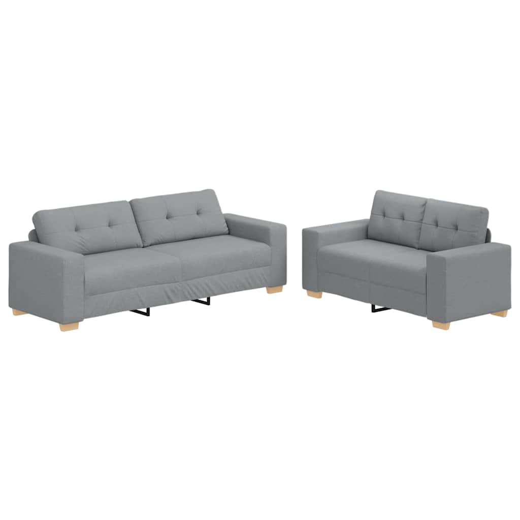 2 Piece Sofa Set with Cushions Light Grey Fabric