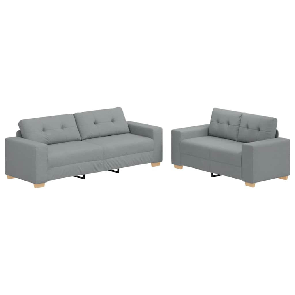 2 Piece Sofa Set with Cushions Light Grey Fabric