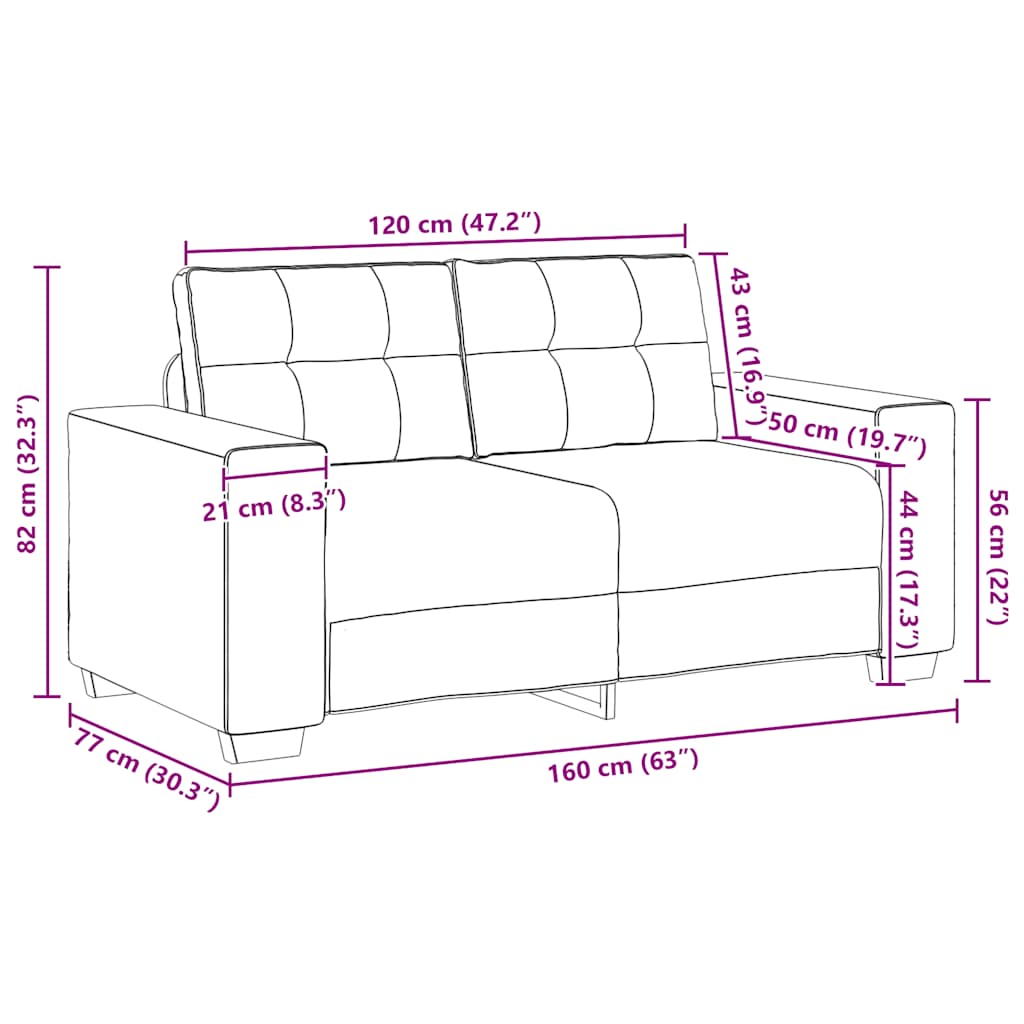 2 Piece Sofa Set with Cushions Black Fabric