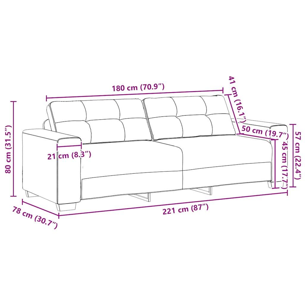2 Piece Sofa Set with Cushions Black Fabric