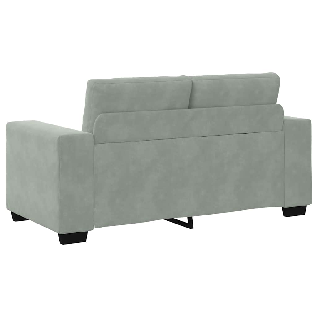2 Piece Sofa Set with Cushions Light Grey Velvet