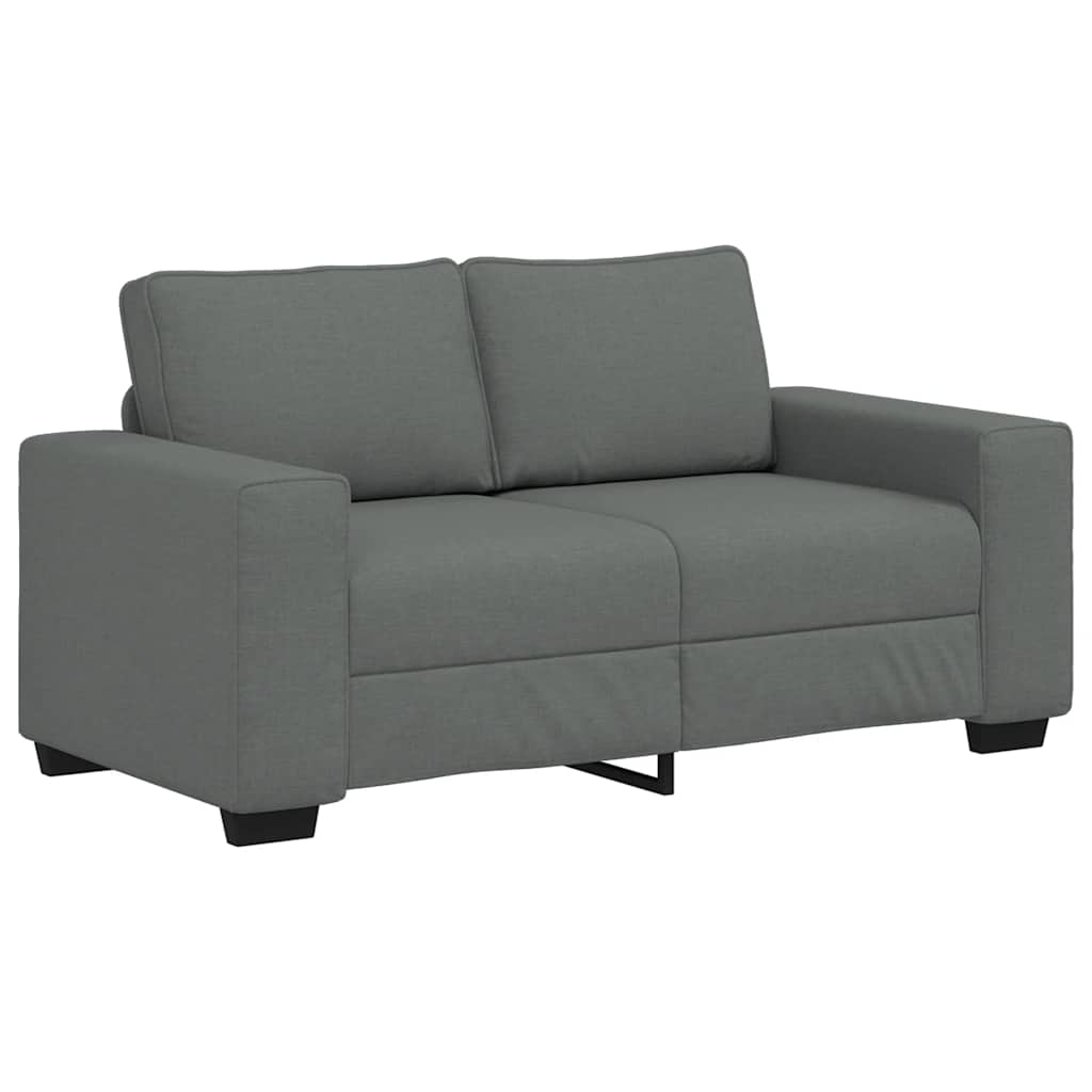 2 Piece Sofa Set with Cushions Dark Grey Fabric