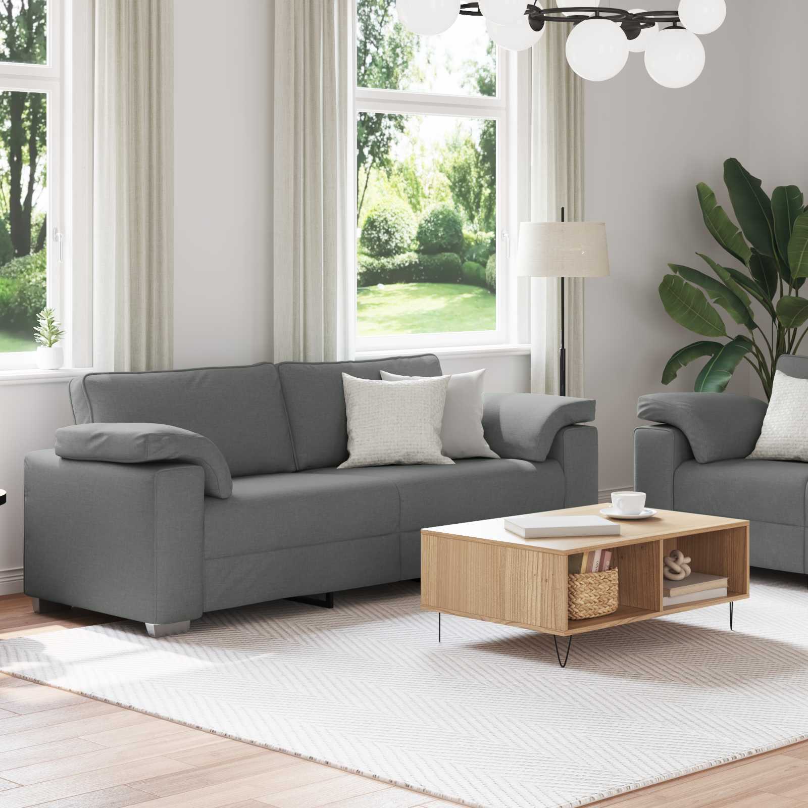 Sofa 2 pcs Dark Grey 219 x 80 x 82 cm Fabric