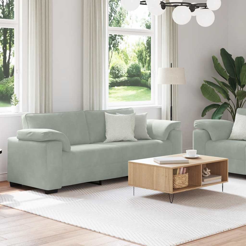 2 Piece Sofa Set with Cushions Light Grey Velvet