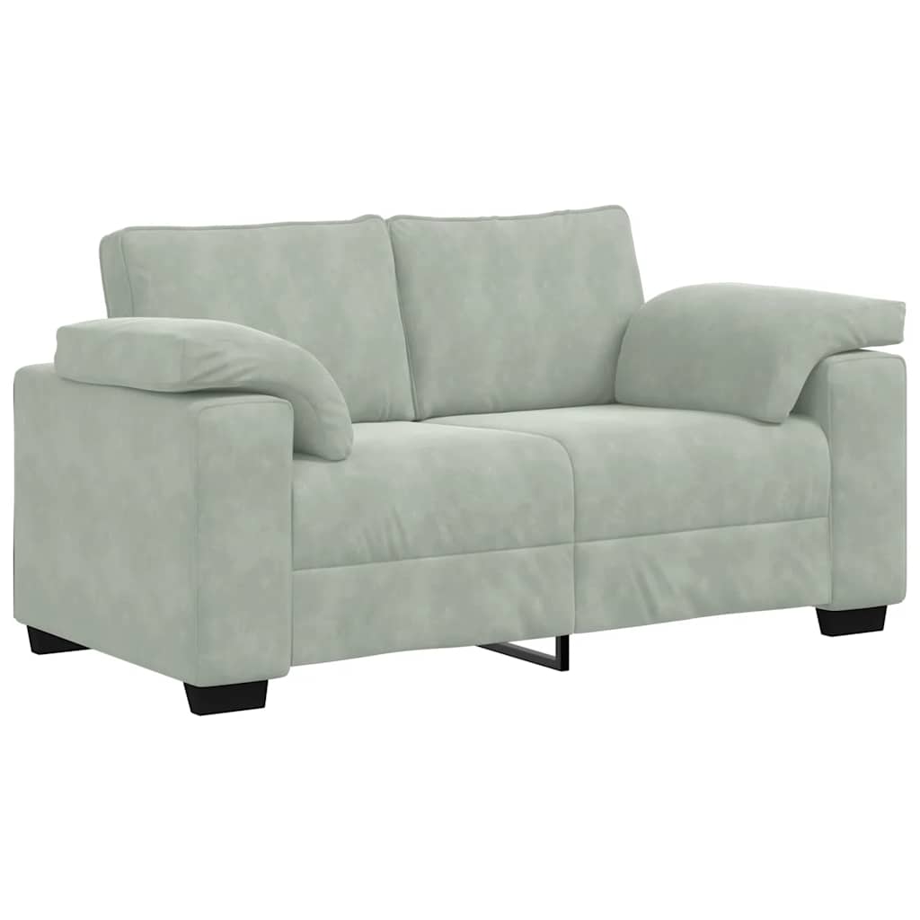 2 Piece Sofa Set with Cushions Light Grey Velvet