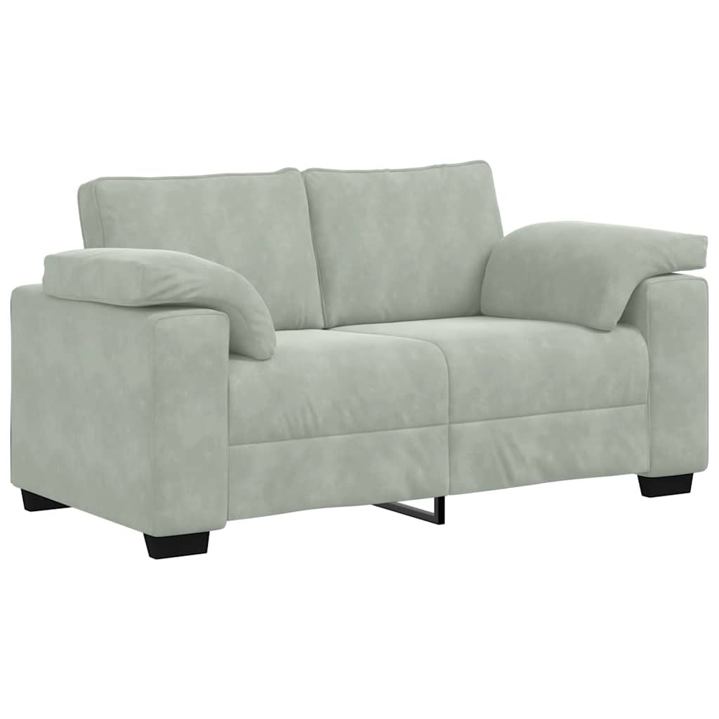 2 Piece Sofa Set with Cushions Light Grey Velvet