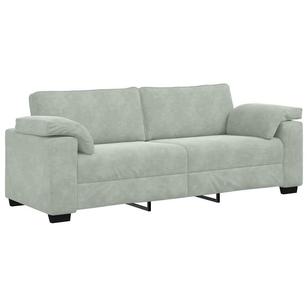 2 Piece Sofa Set with Cushions Light Grey Velvet