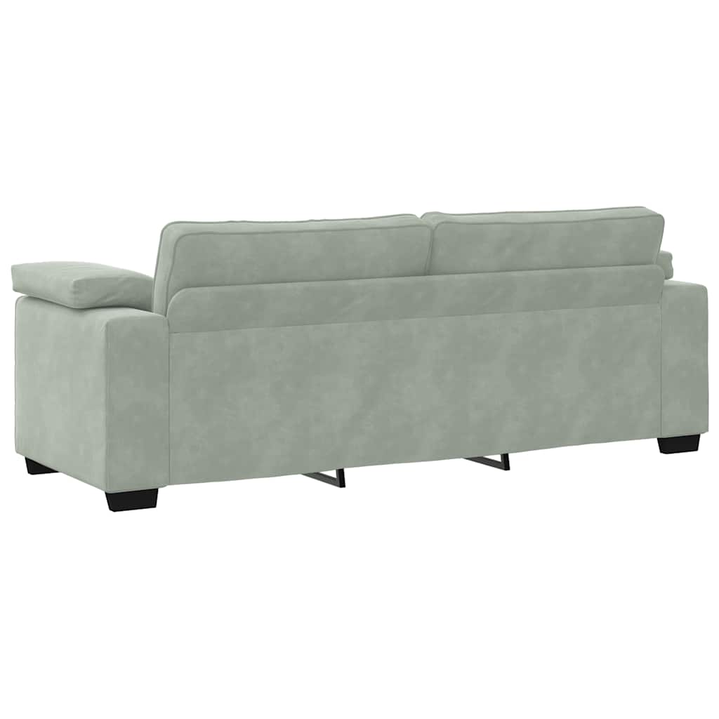 2 Piece Sofa Set with Cushions Light Grey Velvet
