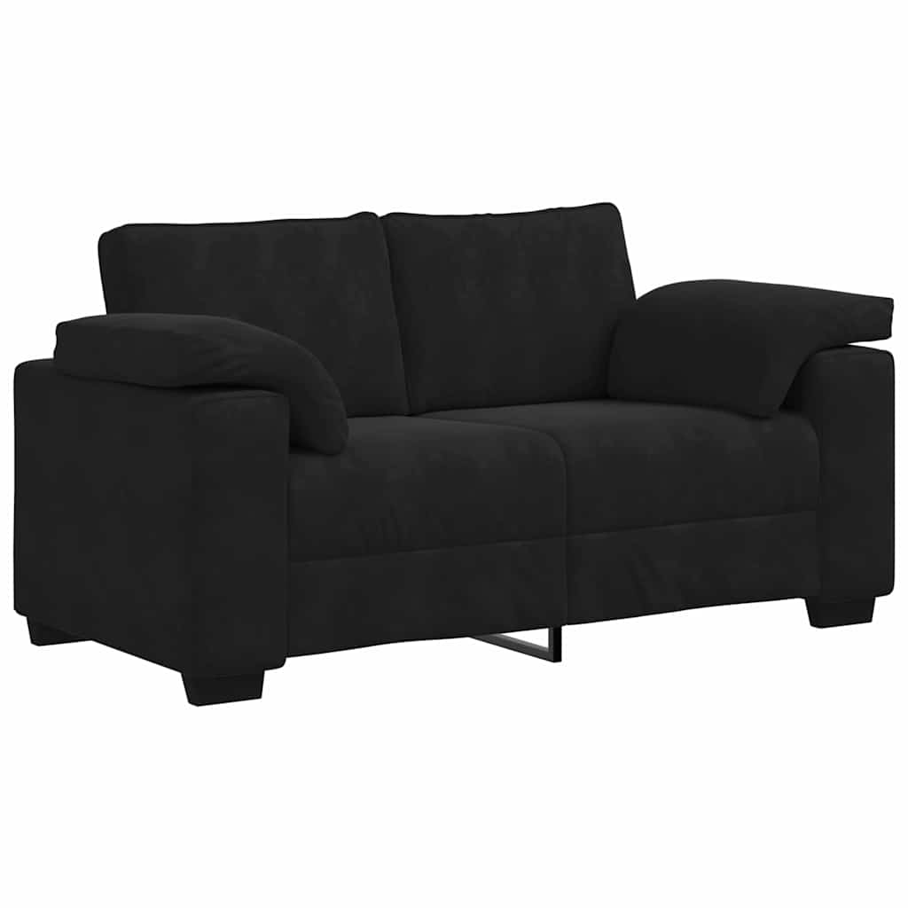 2 Piece Sofa Set with Cushions Black Velvet