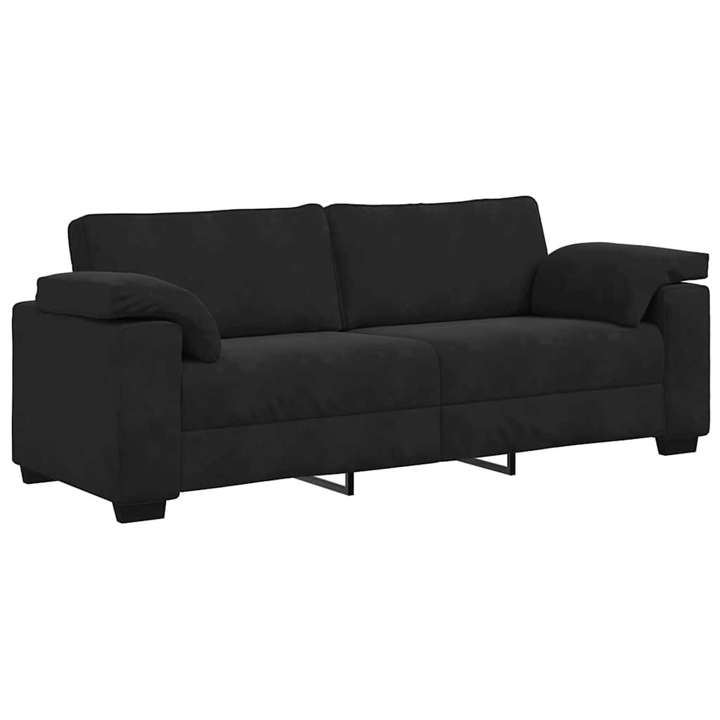 2 Piece Sofa Set with Cushions Black Velvet