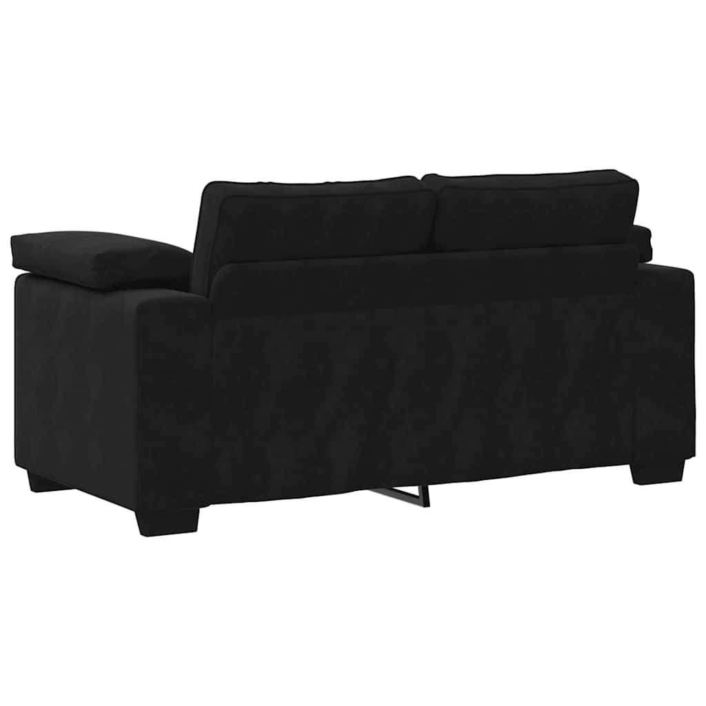 2 Piece Sofa Set with Cushions Black Velvet