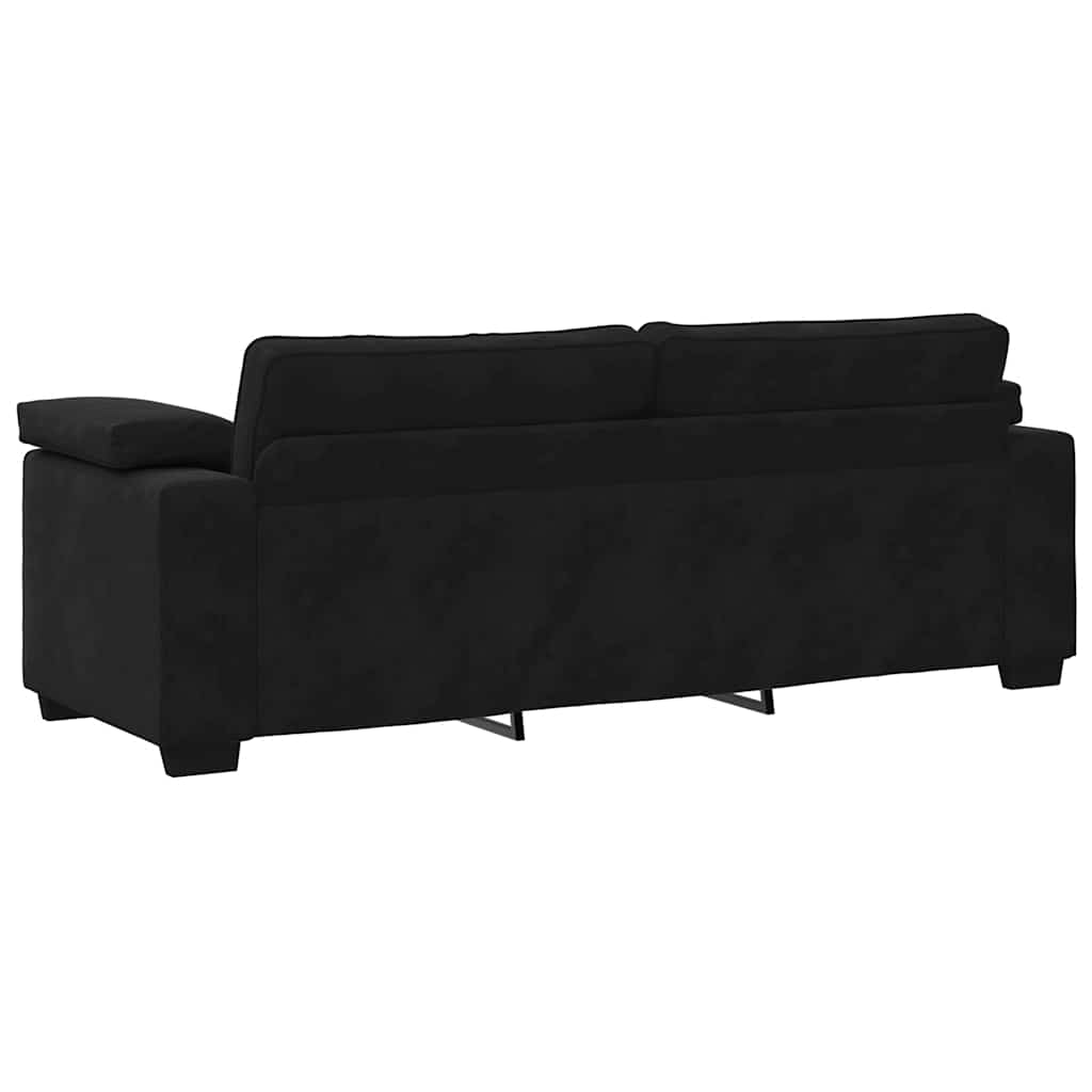 2 Piece Sofa Set with Cushions Black Velvet