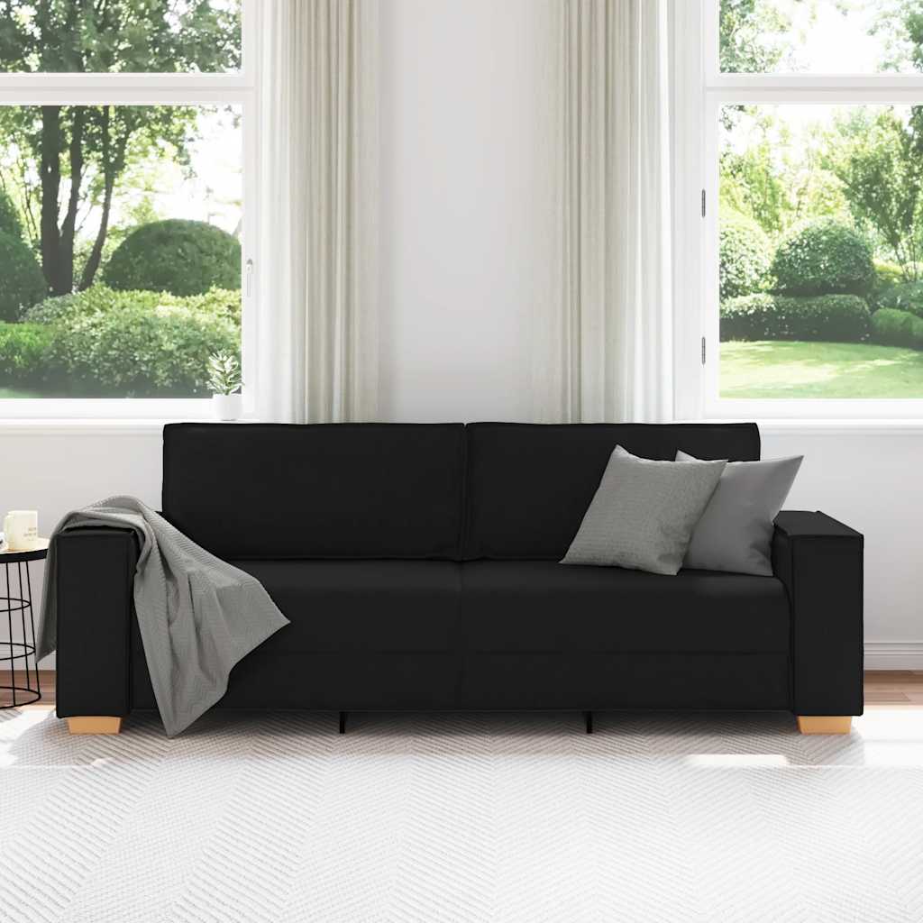 3-Seater Sofa Black 180 cm Fabric