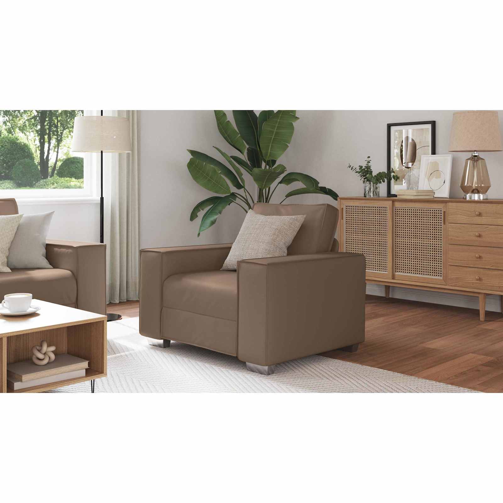 Sofa Chair Cappuccino 100 cm Faux Leather